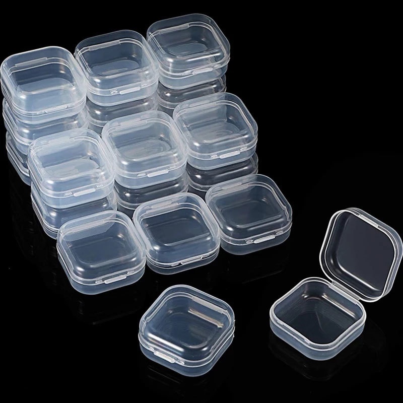 Hộp Nhựa Mini Trong Suốt Hình Vuông Dùng Đựng Trang Sức Tiện Lợi