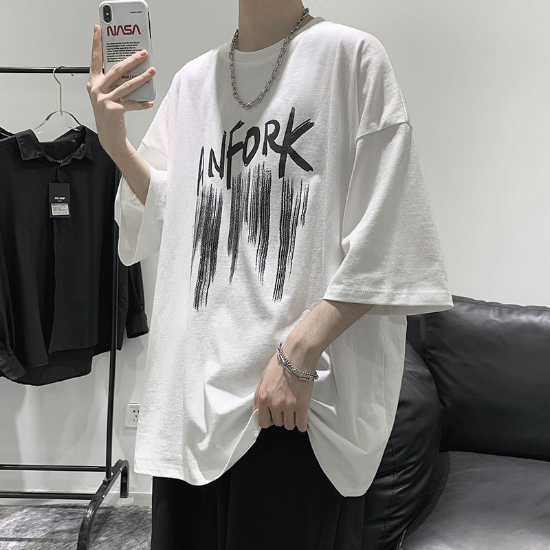 Áo thun tay ngắn dáng rộng thoáng khí 2 màu tùy chọn size M-3XL thời trang cho unisex