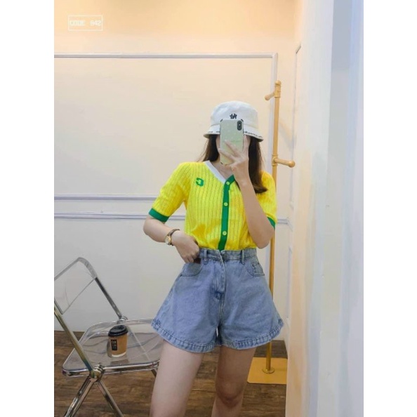 Quần ngố ống loe túi logo.kiểu fom siêu cao hình chụp thật chất vải hean cotton 2 da không giãn .hàng đẹpL77