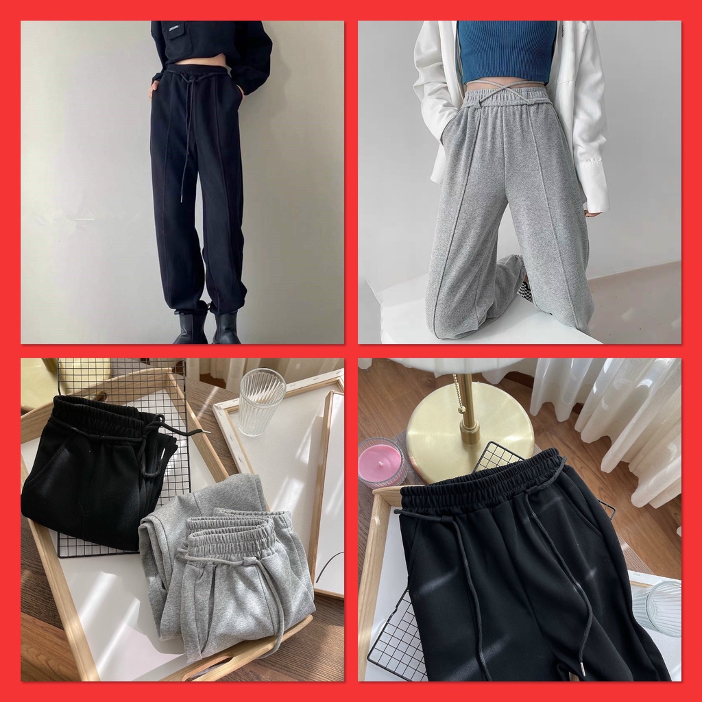 Quần jogger ống rộng  unisex Bó Chun  basic track pants nam nữ oversize