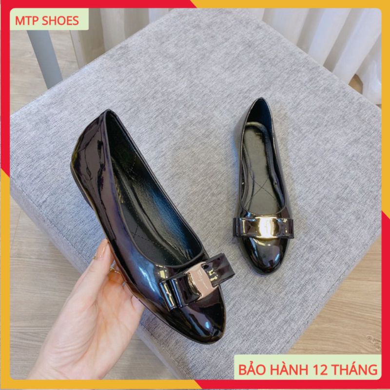 giày bệt nữ ❤FREESHIP❤ giày búp bê nữ đế bằng da trơn bóng mềm đính nơ xinh xắn