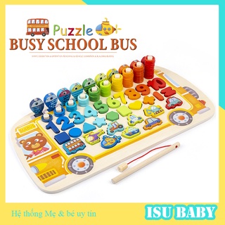Bộ đồ chơi gỗ Montessori thả hình câu cá 7 trong 1 giúp bé phát triển trí tuệ và thông minh hơn