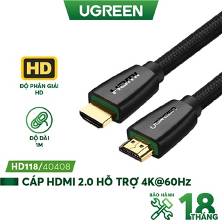 Cáp HDMI 2.0 hỗ trợ 3D, 4K, độ dài từ 1-8m UGREEN HD118 - Hàng phân phối chính hãng - Bảo hành 18 tháng