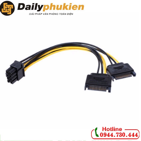 Cáp nguồn 2 Sata sang 8 pin 6+2 cho card đồ họa dài 20Cm