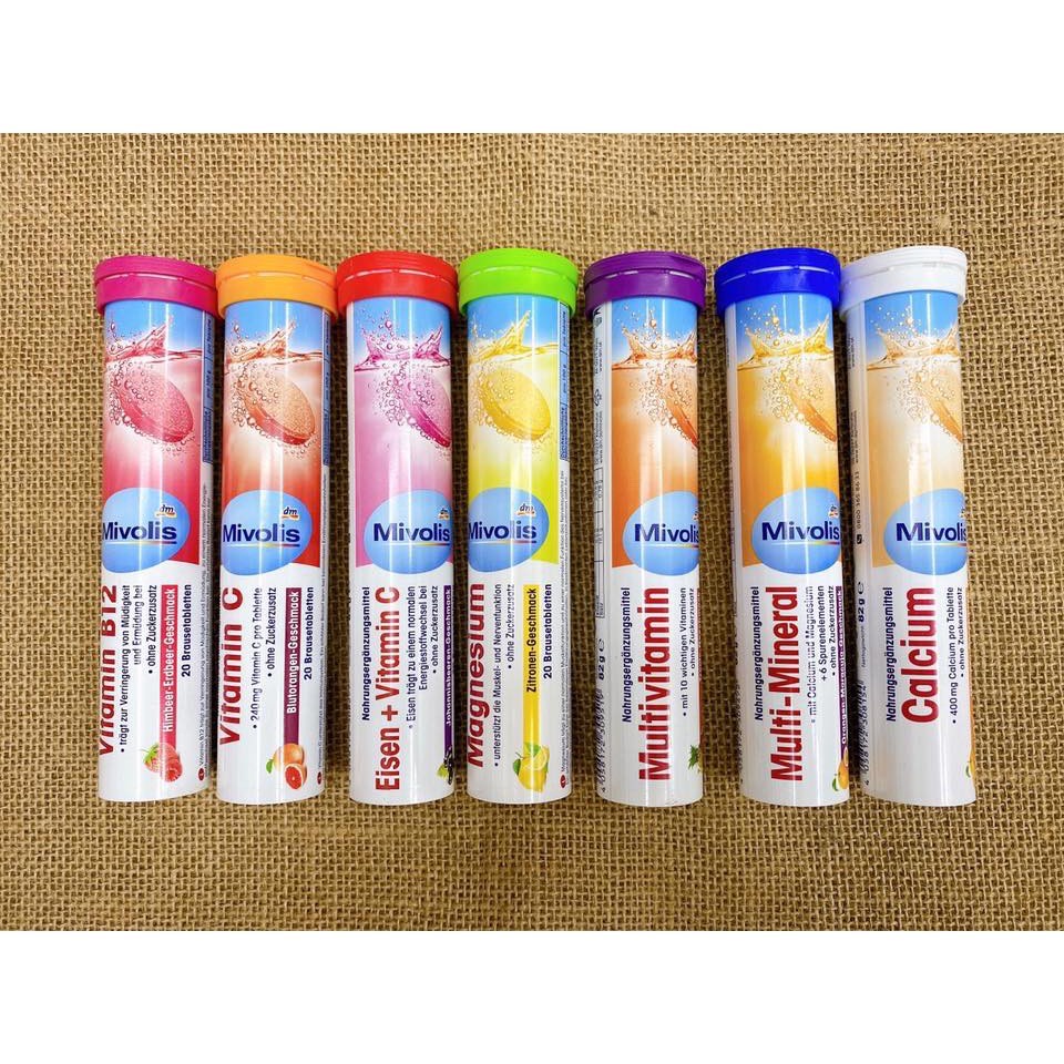 Viên Sủi Mivolis.Tăng Đề Kháng,Vitamin,Khoáng Chất Cho Cơ Thể.Tuýp 20 Viên Hàng Đức