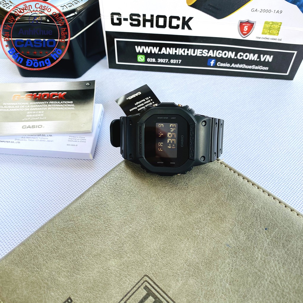 Đồng hồ nam G-SHOCK chính hãng Casio Anh Khuê DW-5600BB-1DR bền - dây đeo bằng nhựa