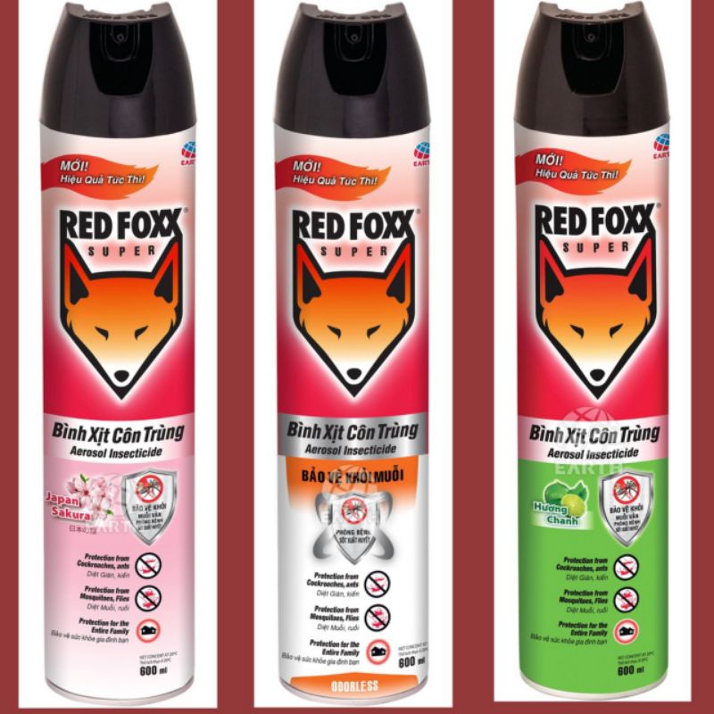Bình xịt diệt côn trùng Redfoxx 600ml. hương không mùi dịu nhẹ