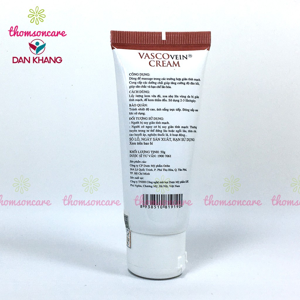 Kem Vascovein - bôi suy giãn tĩnh mạch chân, hỗ trợ giảm sưng đau phù chân - Tuýp 50g từ thảo dược