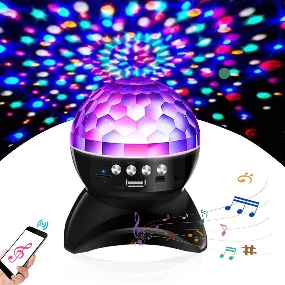 Loa bluetooth Không Dây Có Đèn LED Hiệu Ứng Pha Lê RGB Hình Quả Cầu Sạc USB / TF / FM