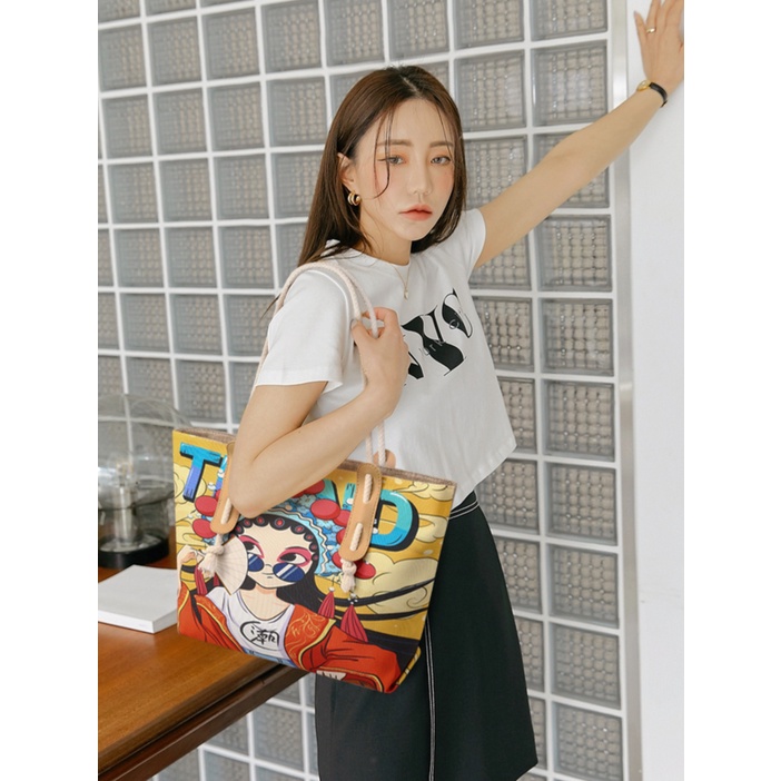 Túi Tote đeo chéo Túi vải Họa Tiết Hoạt Hình Dễ Thương Cho Nữ