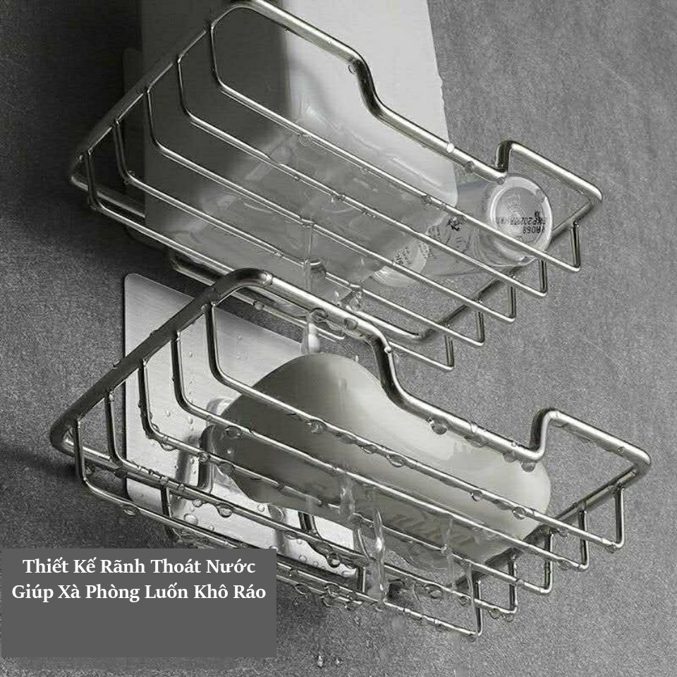 Giá Inox 304 Dán Tường Để Xà Bông, Kệ Inox Nhà Tắm Nhà Bếp Đựng Đồ Đa Năng