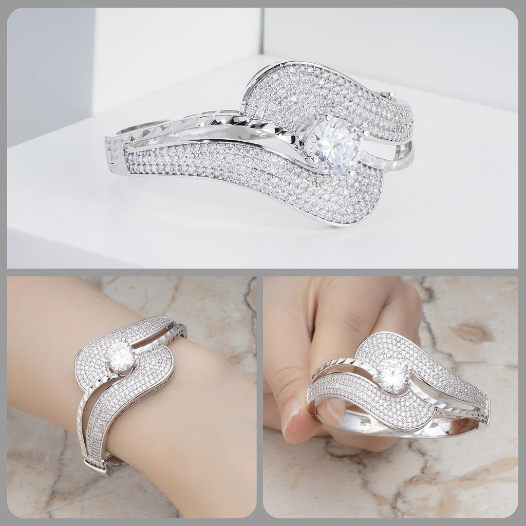 Vòng tay nữ UHA, lắc tay bền màu thiết kế cao cấp sáng lấp lánh