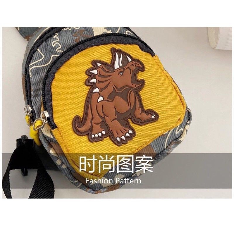 Túi ,balo mini đeo chéo khủng long cho bé trai, bé gái - Vải dù.
