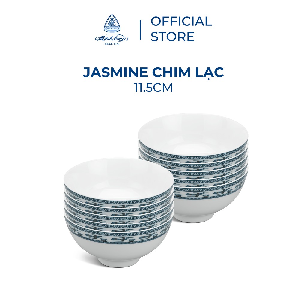 Bộ 10 chén sứ cao cấp Minh Long 11.5 cm - Jasmine - Chim Lạc