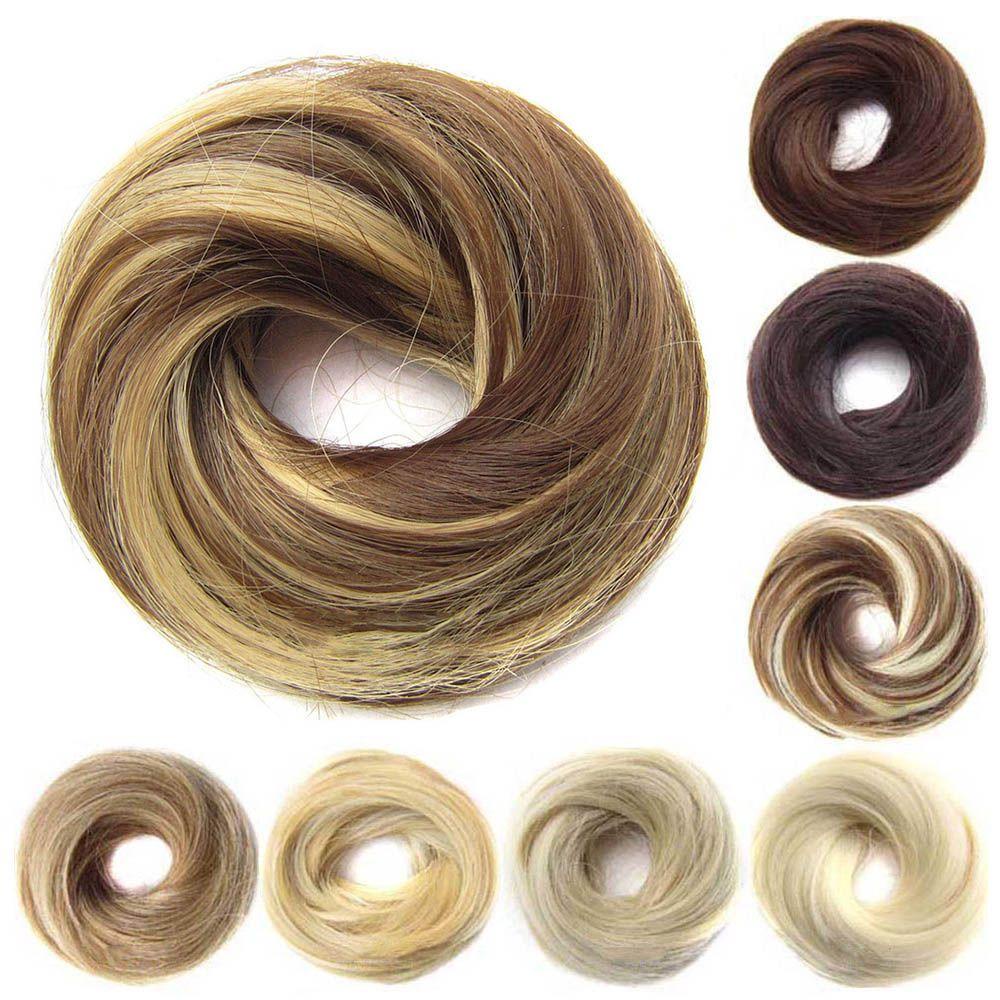♪PATH♪ High Temperature Synthetic Hair Bun Hair Extension Brown Blonde Rubber Band Hair Accessories Hairdressing Hairband Elastic Band Elastic Wig Donut Chignon Straight Scrunchie