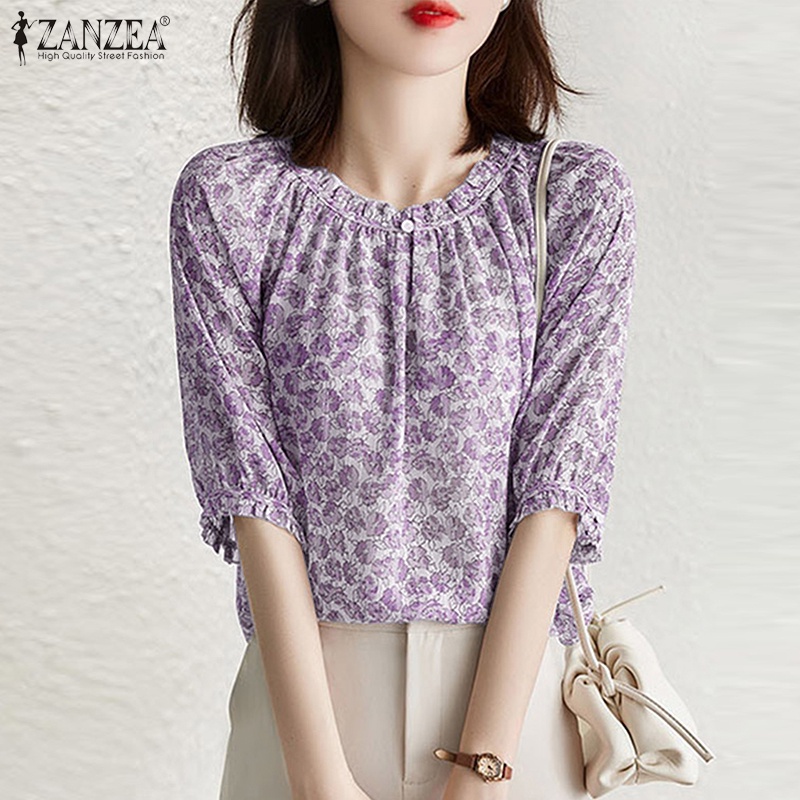 Áo Zanzea phối ren hoa tay lửng thanh lịch dành cho nữ