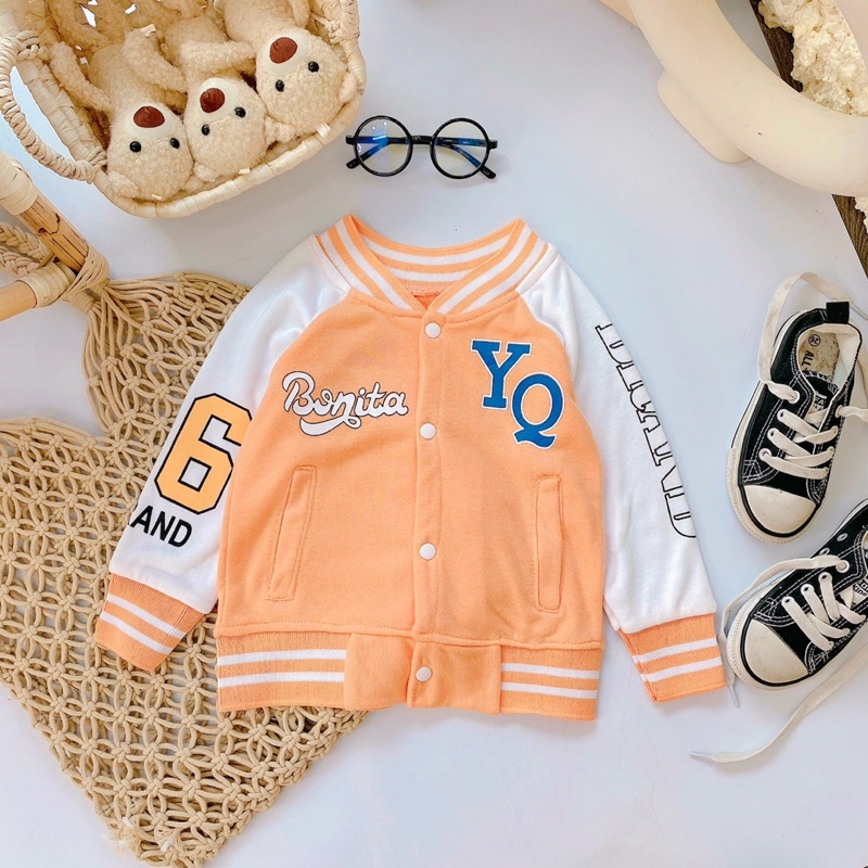 Áo khoác Bomber YQ Chất Nỉ Cotton Cho Bé Trai Bé Gái 9-19kg