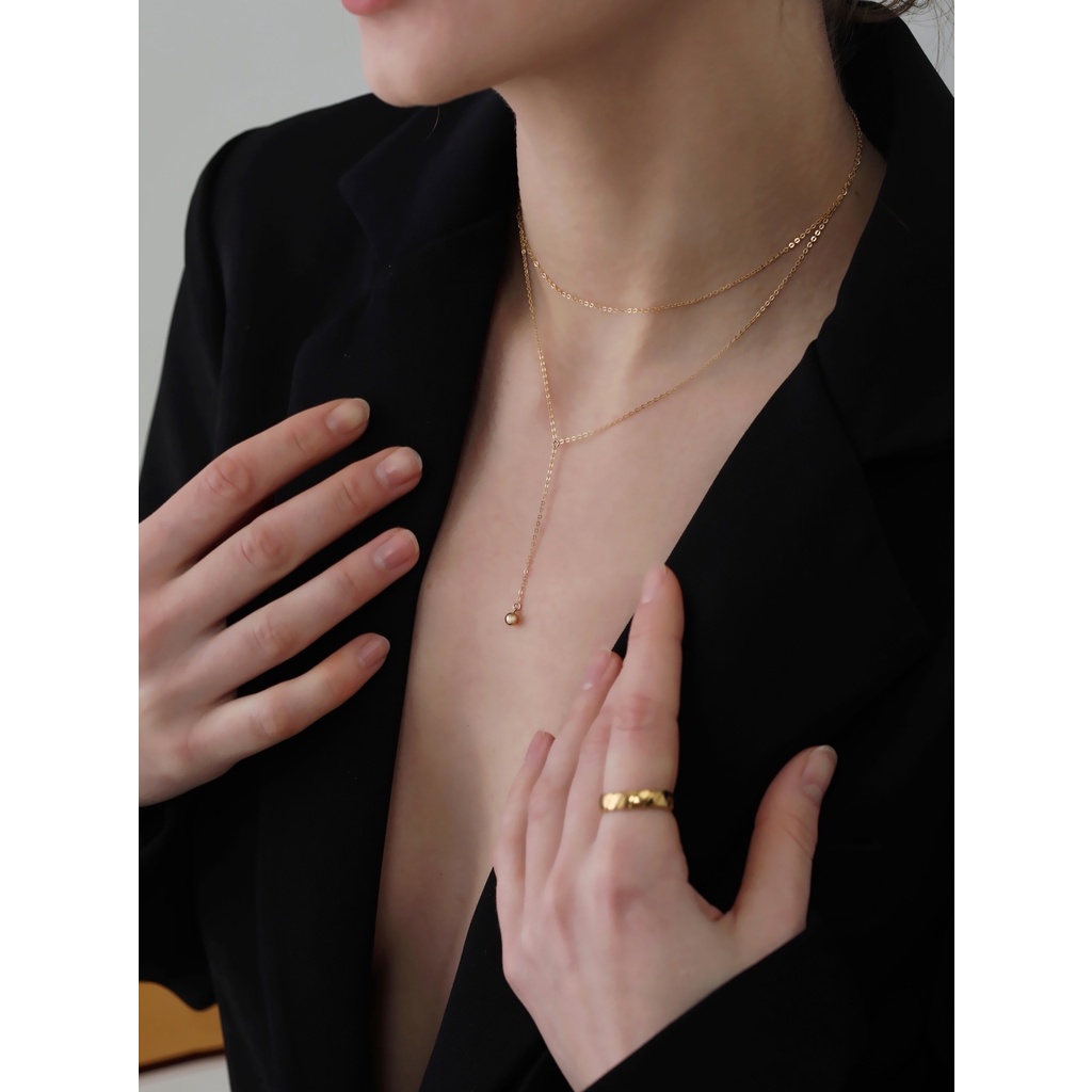 Dây chuyền nữ bạc 925 Eleanor Accessories thiết kế hai dây dáng dài đơn giản phụ kiện trang sức dễ thương