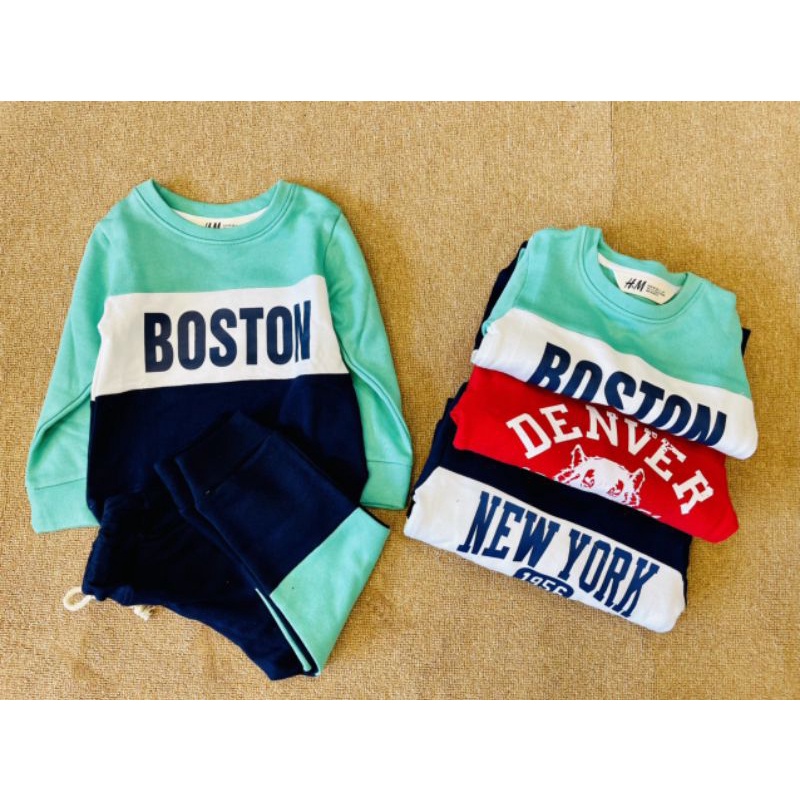 Bộ nỉ da cá HM bé trai VNXK