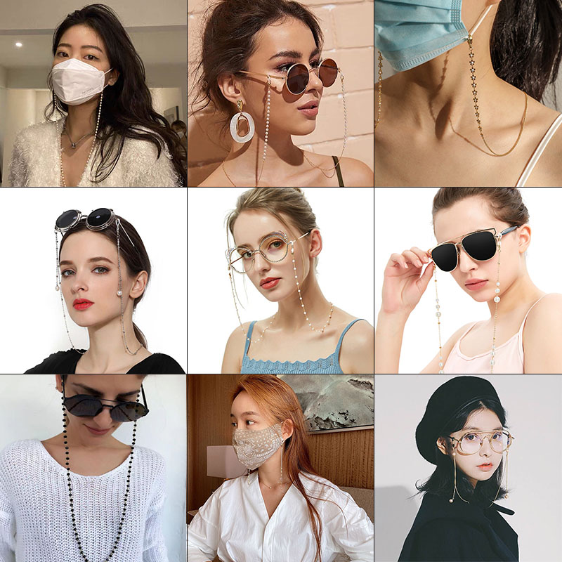 Dây Đeo Mắt Kính Đính Ngọc Trai Giả Thời Trang