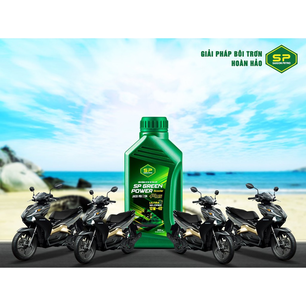 Dầu nhớt xe tay ga Saigonpetro SP green power 4T SN scooter plus 10W40, dầu gốc tổng hợp 800ml