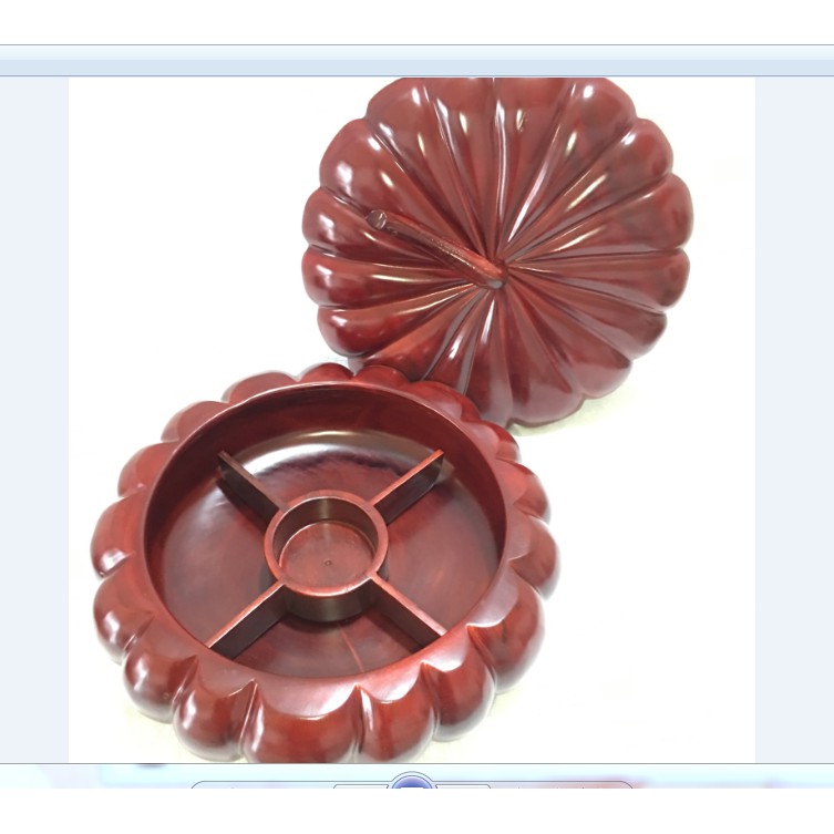 KHAY ĐỰNG BÁNH MỨT KẸO GỖ HƯƠNG NGUYÊN KHỐI QUẢ BÍ SIZE TO