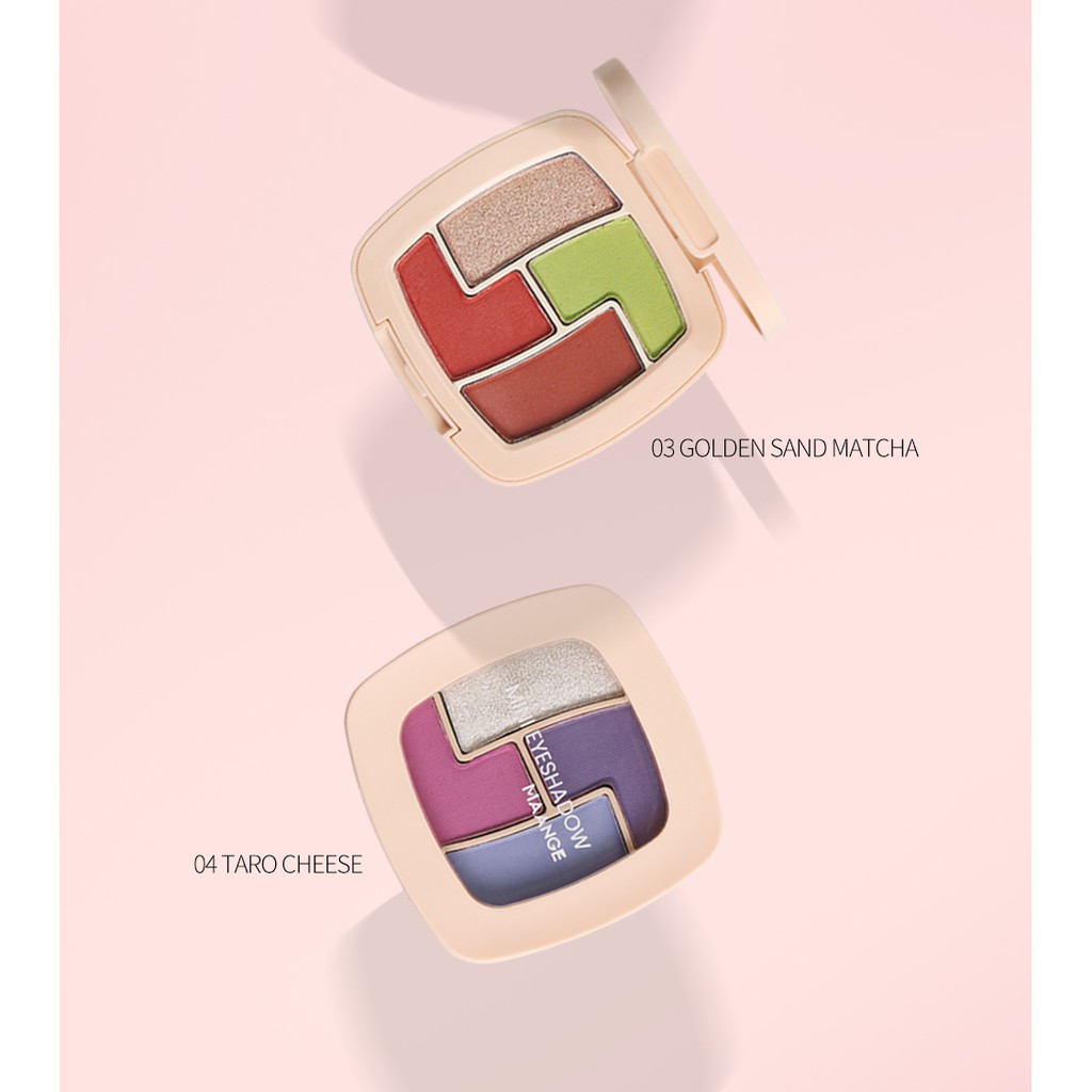 MAGEFY Mắt  Mini 4 Màu Không Thấm Nước 21g/Bảng phấn mắt /Ba màu có sẵn/Bảng Phấn Mắt 4 Màu Lì / Nhũ Kháng Nước Lâu Trôi