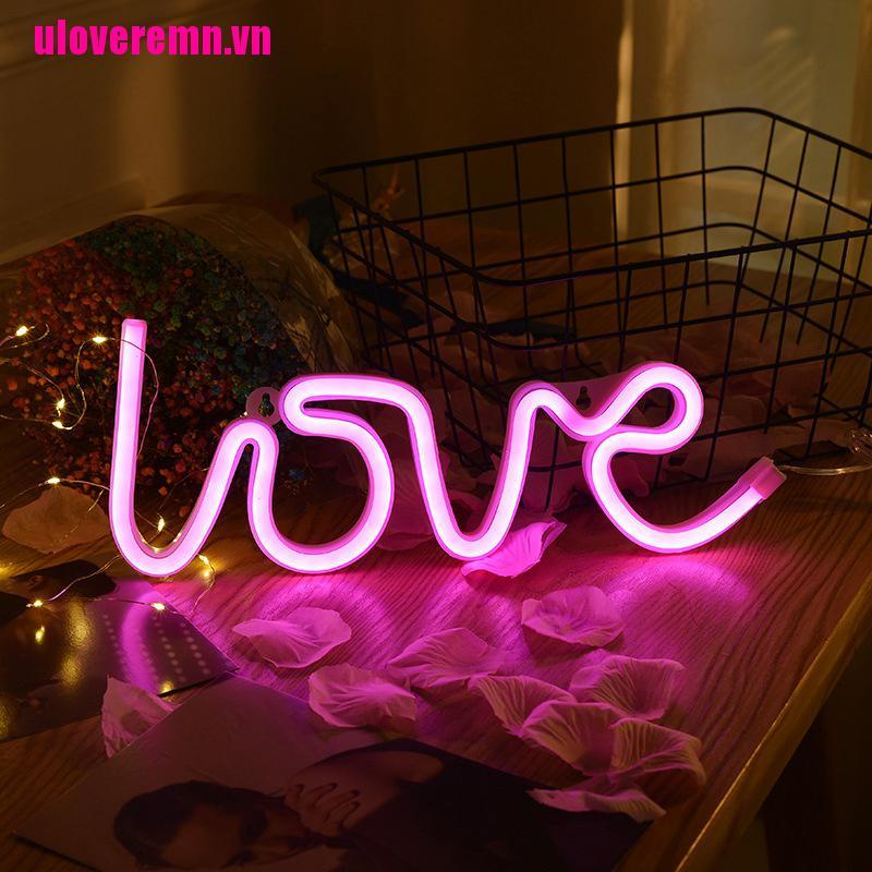 【ulove】LED Neon Lights Love Shape Night Light Sign Lamp  Double Powered Nightl