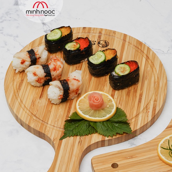 [Chính hãng] Thớt tre Chef Studio hình tròn có tay cầm 36x25x1.5cm, MSP-CB42. Cắt, thái rau củ, dùng decor, bày trí.