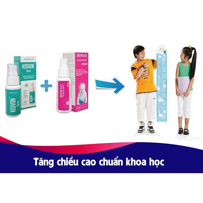 [Giá Gốc] Combo Tăng Chiều Cao Dimao Vitamin D3 + Keovon Vitamin K2 - Chai xịt 25ml