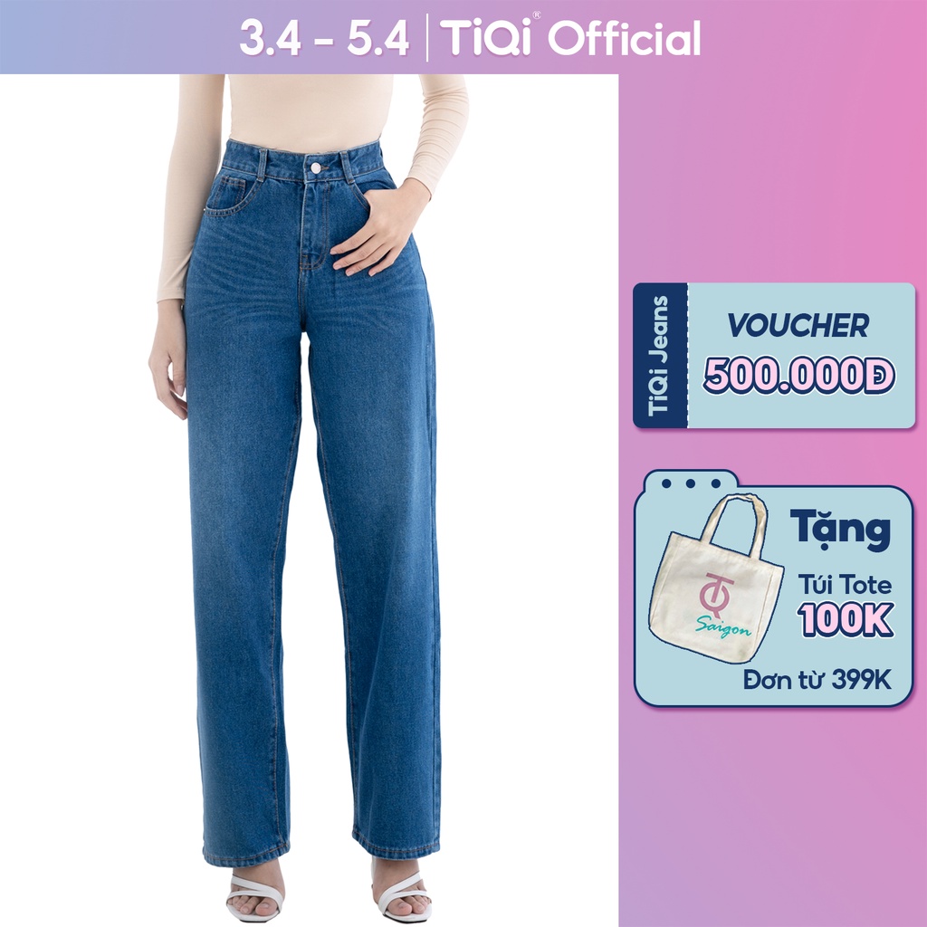 Quần jean ống suông Nữ lưng cao TiQi Jeans B2-1581