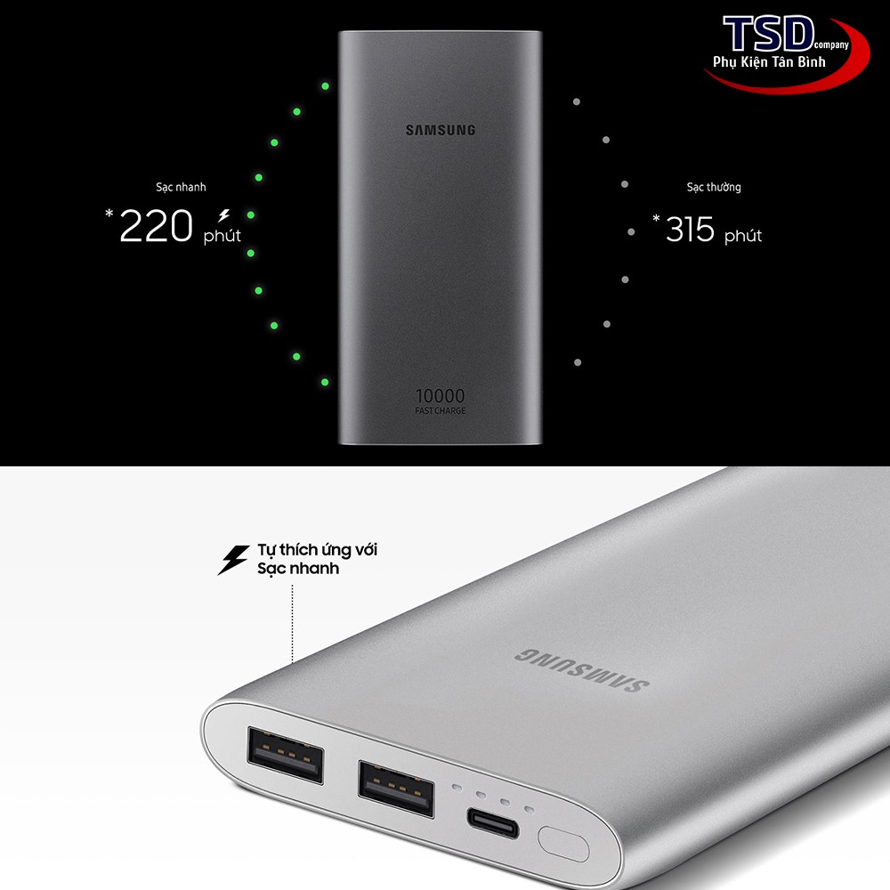 Pin sạc dự phòng Samsung 10000mAh EB-P1100 chính hãng cổng Type C hỗ trợ sạc nhanh quick charge