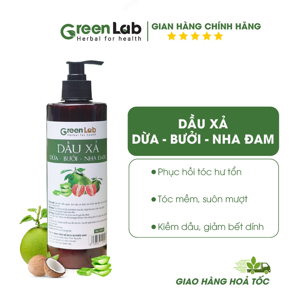 Dầu Xả Dừa Bưởi Nha Đam Greenlab Siêu Mượt