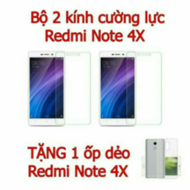 Bộ 2 kinh Xiaomi redmi note4 x và ốp dẻo