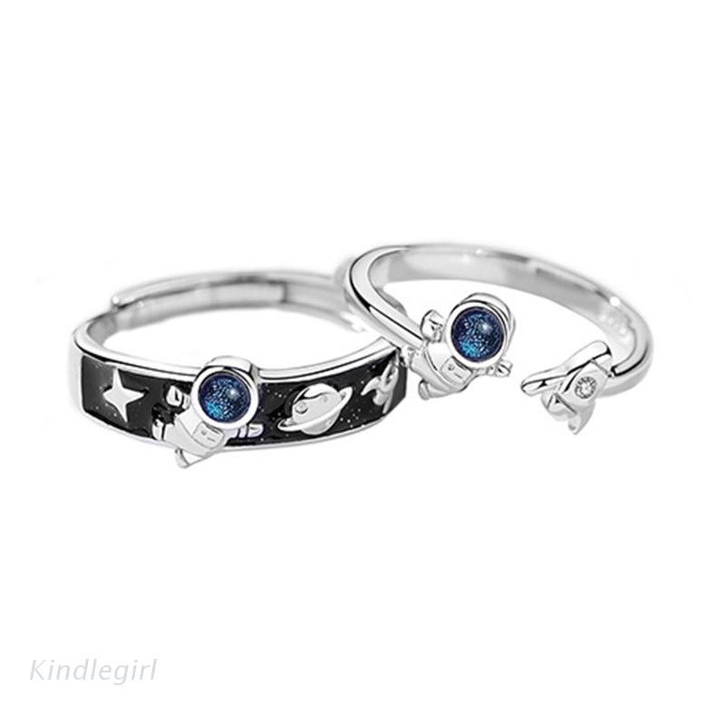 Set 2 Nhẫn Đeo Tay Phong Cách Vintage Hình Phi Hành Gia Vũ Trụ