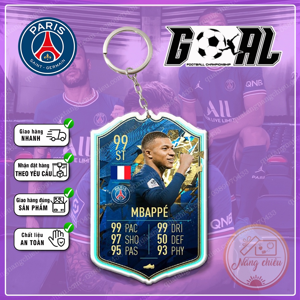 Móc Khóa MBappe TOTS, CLB bóng đá PSG ☘️MÓC KHÓA THẺ CẦU THỦ☘️