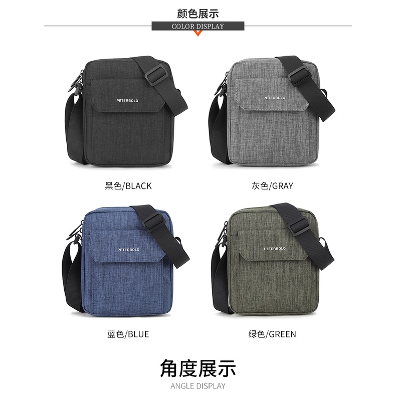 Túi Đeo Vai Vải oxford Màu Đen Chống Thấm Nước Nhỏ Gọn Thời Trang Cho Nam