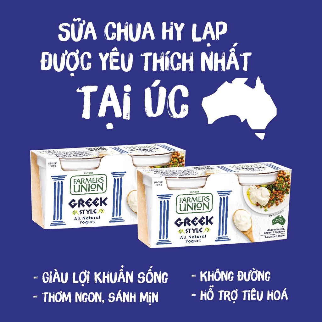 Sữa Chua Hy Lạp Greek Yogurt Farmers Union nguyên chất 140g - 4 hộp