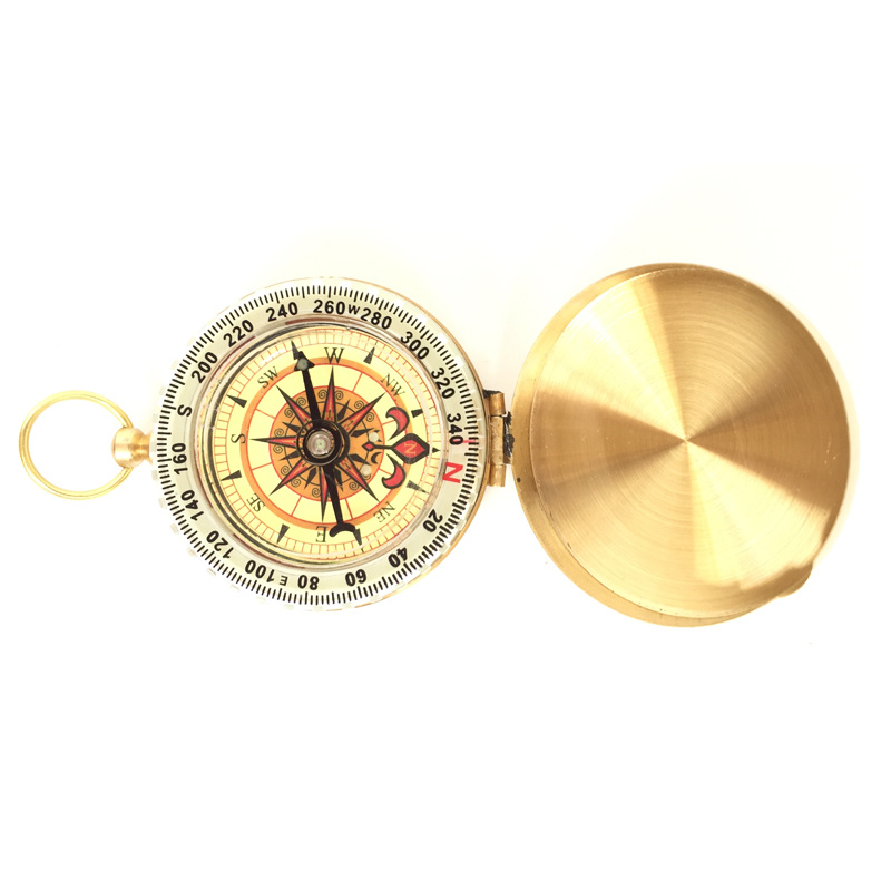 La Bàn Dã Ngoại Bỏ Túi Kim Loại Compass , La Bàn Phong Thủy Định Hướng vỏ đồng thau
