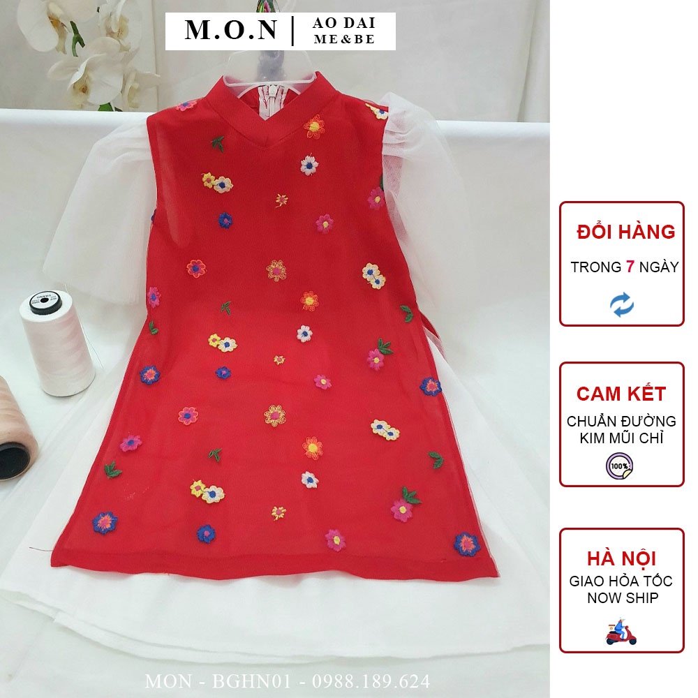 Áo Dài Trẻ Em Cách Tân Cho Bé Gái Tay Ngắn Siêu Xinh Cho Bé Từ 8kg Đến 32kg
