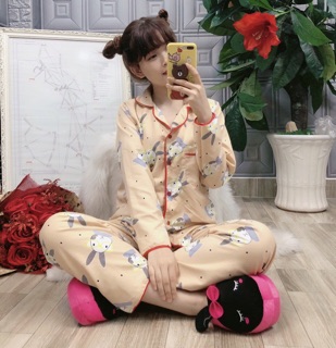 Đồ bộ kate tay dài  hàng đẹp chụp thật 100%