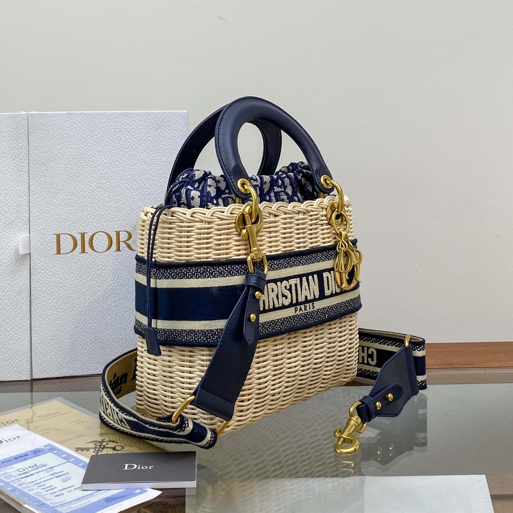 Túi xách nữ da thật thời trang cao cấp Christian Dior CD thiết kế đan tinh xảo, phong cách vintage