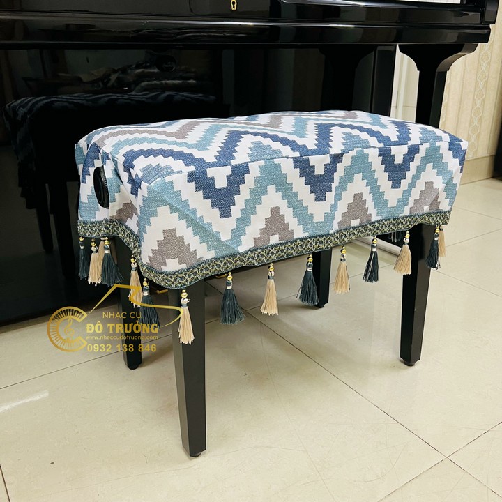Khăn phủ đàn Piano kèm phủ ghế mẫu sọc kẻ Bắc Âu