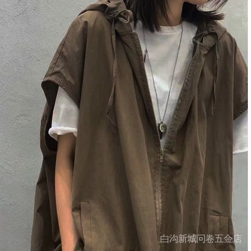 Áo Khoác Hoodie Sát Nách Dáng Rộng Cỡ Lớn Kiểu Nhật Hàn Thời Trang Mùa Hè Cho Nữ