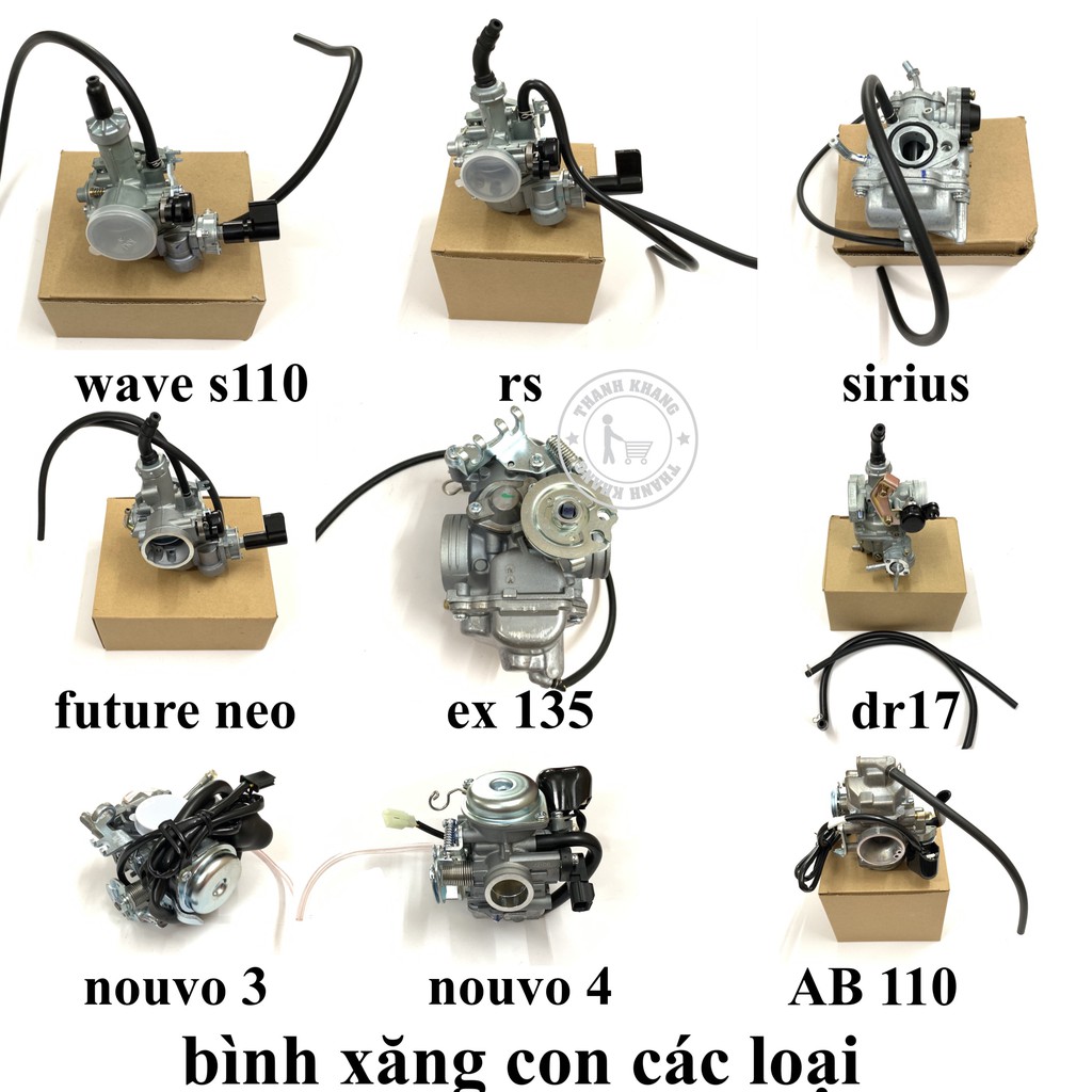 Bình xăng con sirius, future neo 125, wave, dream, exciter, nouvo, airblade110 thanh khang (tặng áo mưa)