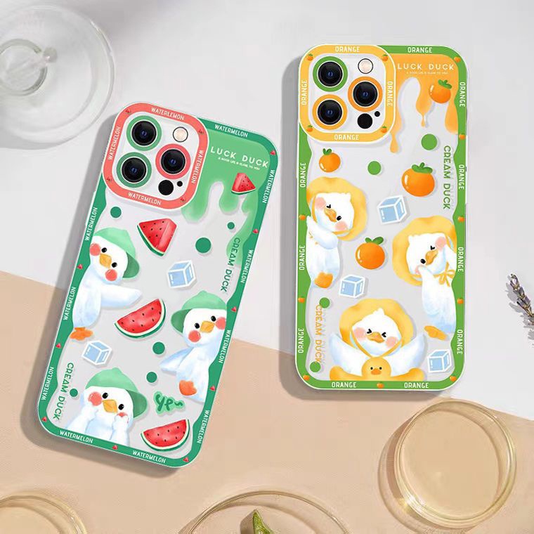 Ốp Điện Thoại Silicon TPU Mềm Trong Suốt Họa Tiết Chú Vịt Dễ Thương Cho IPhone 14 13 12 11 Pro X XR XS Max SE 6 6S 7 8 Plus