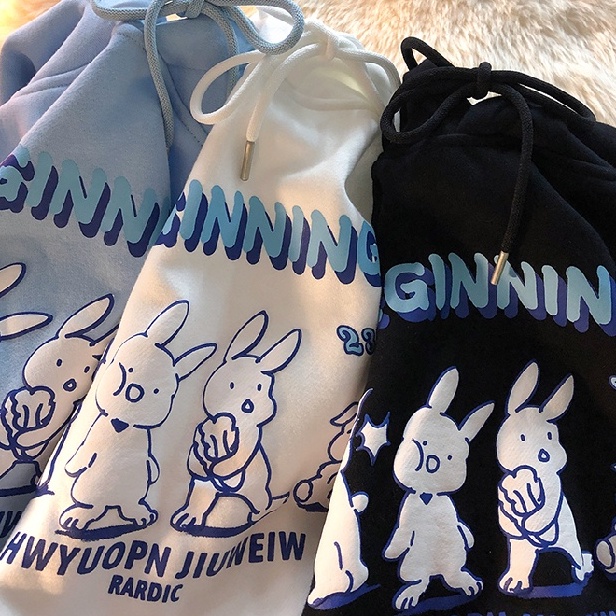 【ZHELIHANGFEI】Áo Hoodie Tay Dài Form Rộng In Họa Tiết Thời Trang