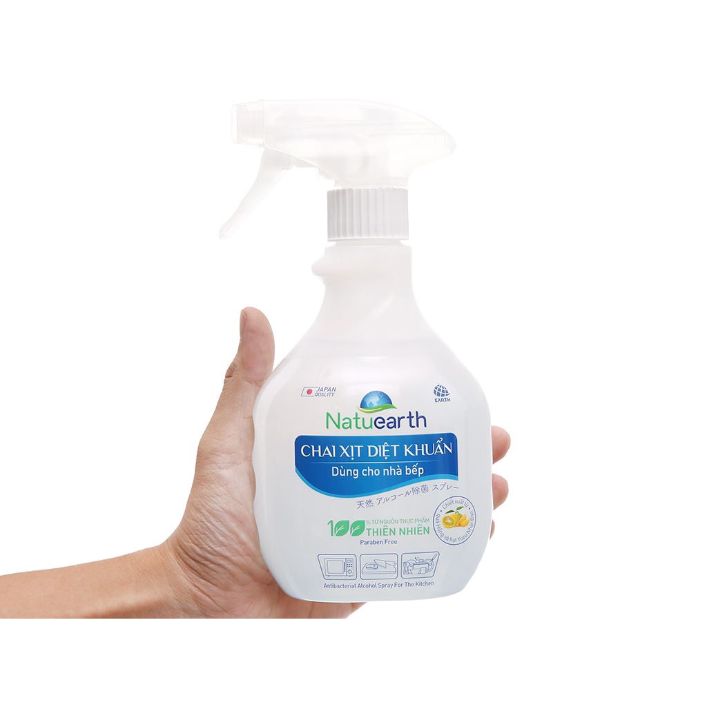 Chai Xịt Diệt Khuẩn Dùng Cho Nhà Bếp Natuearth 410ml Chiết Xuất 100% Từ Thực Vật Thiên Nhiên Khử Khuẩn Chất Lượng Nhật