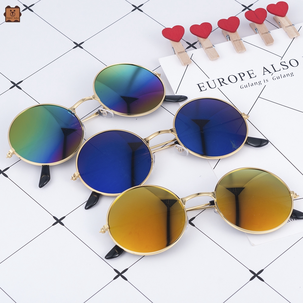 Kính mát thể thao Unisex tròn tráng gương đồng xu thời trang