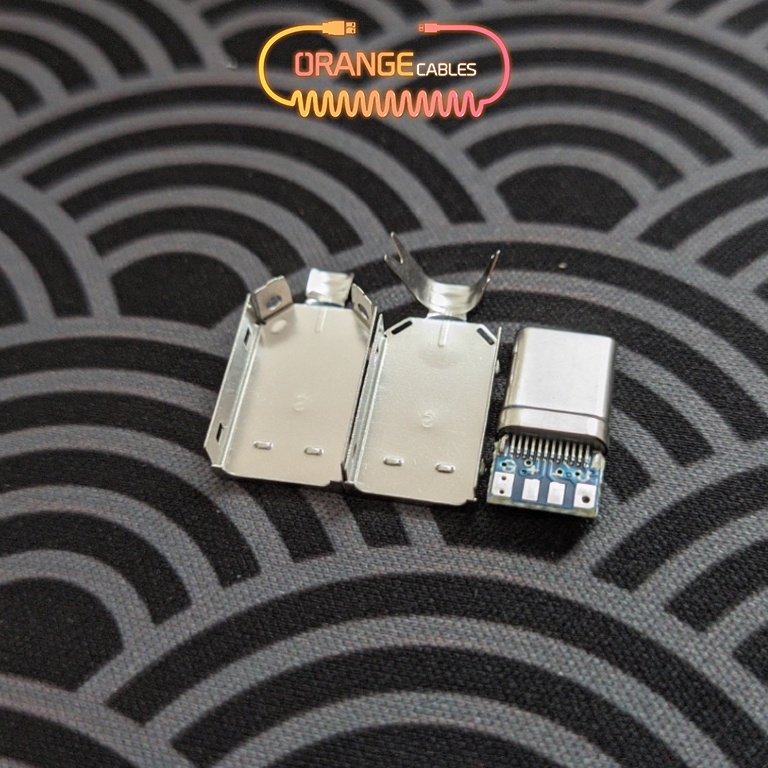 Đầu USB C niken 4 pins, Housing 2 mảnh niken dùng trong cable custom